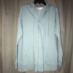 light blue hoodie
